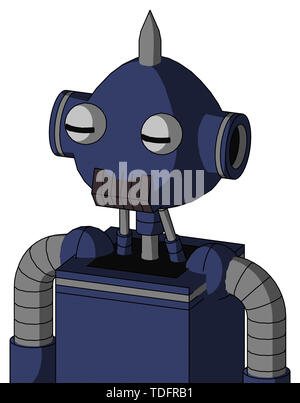 Ritratto di stile droid blu con testa arrotondata e dente scuro bocca e due occhi e spike punta . Foto Stock