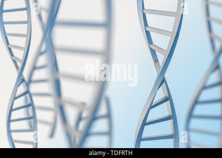 Tridimensionale, rendering di DNA con linea divergente sfondo tecnologico Foto Stock