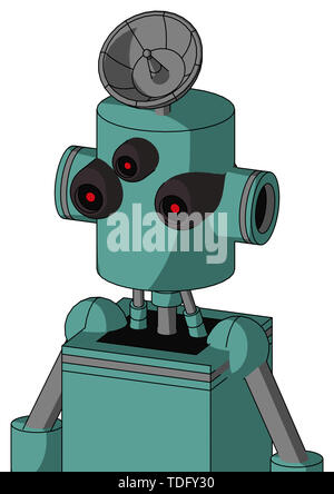 Ritratto di stile mech verdolino con la testa cilindro e tre-eyed e piatto radar hat . Foto Stock