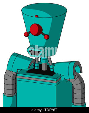 Ritratto di stile robot verdolino con cilindro testa conica e felice di bocca e ciclope occhi composti . Foto Stock