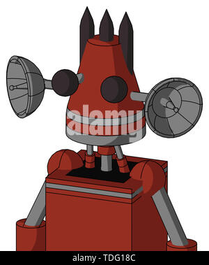 Ritratto rosso stile automa con cono di testa e due occhi e tre picchi scuri . Foto Stock