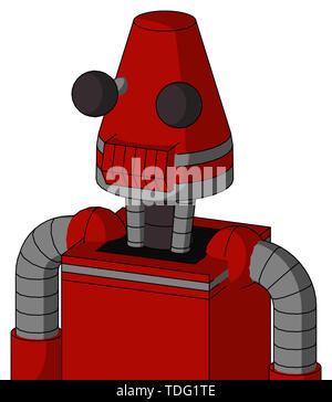 Ritratto rosso stile mech con testa conica e toothy bocca e due occhi . Foto Stock