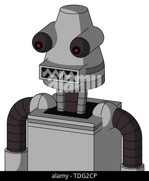 Ritratto di bianco in stile automa con cono di testa e bocca quadrata e con gli occhi rossi . Foto Stock