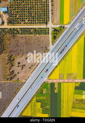 National Highway 108 attraverso Hanzhong olio di colza Foto Stock