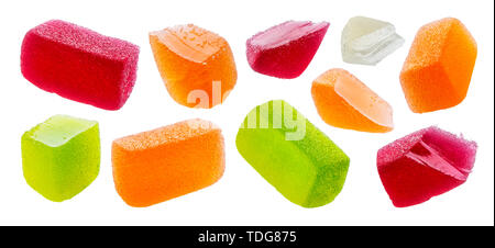 Gelatine, marmellate dolci isolati su sfondo bianco Foto Stock