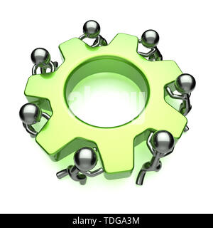 Ruota dentata di partenariato, Manpower, risorse umane caratteri. Il lavoro di squadra, ruota dentata processo aziendale. gli uomini il lavoro di squadra girando la ruota dentata insieme. Cooper HR Foto Stock