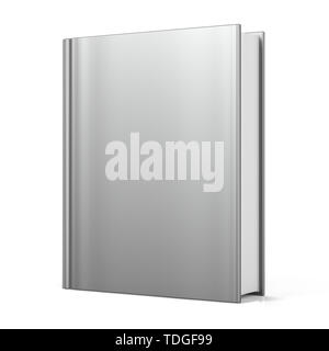 Libro bianco coperchio modello vuoto singolo documento brochure textbook cookbook Eserciziario per la creazione di conoscenza del notebook contenuto multimediale informazioni. 3D render isolato o Foto Stock