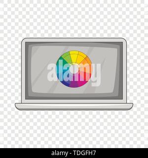 Computer portatile con la stampa di tavolozza, icona di stile cartoon Illustrazione Vettoriale