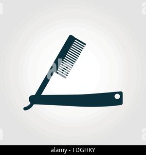 Il pettine rasoio icona vettore simbolo. Creative segno dal barbiere raccolta di icone. Riempito piatta del pettine rasoio icona per computer e mobile Illustrazione Vettoriale