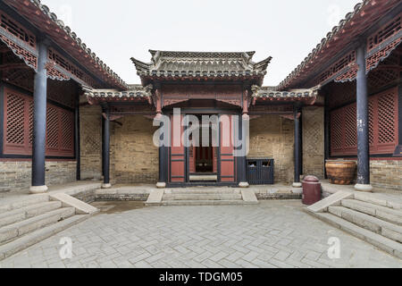 Antica Architettura del Siheyuan della dinastia Qing a Wei Manor, Huimin County, Provincia di Shandong Foto Stock