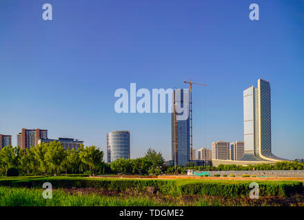 Scenario architettonico della città di Yinchuan Foto Stock