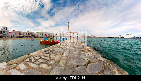 Il vecchio porto di Mykonos, Grecia Foto Stock