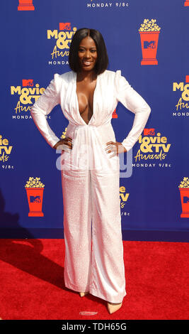 Santa Monica, Stati Uniti d'America. Il 15 giugno, 2019. Asante McGee assiste il 2019 MTV Movie e TV Awards a Barker Hangar a giugno 15, 2019 in Santa Monica, California. Foto: imageSPACE/MediaPunch Credito: MediaPunch Inc/Alamy Live News Foto Stock