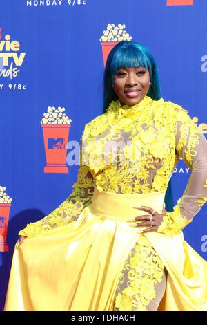 Los Angeles, CA, Stati Uniti d'America. Il 15 giugno, 2019. LOS ANGELES - Jun 15: Spice, Grazia Latoya Hamilton al 2019 MTV Movie & TV premi al Barker appendiabiti su Giugno 15, 2019 a Santa Monica, CA presso gli arrivi per 2019 MTV Movie e TV Awards, Barker Hangar, Los Angeles, CA 15 Giugno 2019. Credito: Priscilla concedere/Everett raccolta/Alamy Live News Foto Stock