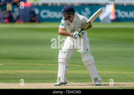 Chelmsford, Regno Unito. 16 Giugno, 2019. Rossouw di Hampshire in azione durante la partita di oggi durante la contea Specsavers gara di campionato: Essex vs Hampshire a Chelmsford Cricket Ground di Domenica, 16 giugno 2019 a Chelmsford in Inghilterra. (Solo uso editoriale, è richiesta una licenza per uso commerciale. Nessun uso in scommesse, giochi o un singolo giocatore/club/league pubblicazioni.) Credito: Taka G Wu/Alamy Live News Foto Stock