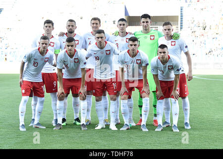 Reggio Emilia, Italia. 16 Giugno, 2019. La Polonia team durante la UEFA Europei Under-21 gara di campionato tra la Polonia U-21 v Belgio U-21 allo Stadio Cittˆ del Tricolore, Reggio Emilia, Italia il 16 giugno 2019. Foto di Giuseppe mafia. Credit: UK Sports Pics Ltd/Alamy Live News Foto Stock