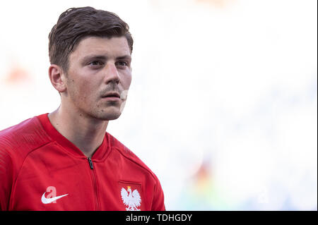 Reggio Emilia, Italia. 16 Giugno, 2019. Dawid Kownacki della Polonia durante la UEFA Europei Under-21 gara di campionato tra la Polonia U-21 v Belgio U-21 allo Stadio Cittˆ del Tricolore, Reggio Emilia, Italia il 16 giugno 2019. Foto di Giuseppe mafia. Credit: UK Sports Pics Ltd/Alamy Live News Foto Stock