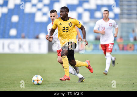Reggio Emilia, Italia. 16 Giugno, 2019. Orel Mangala del Belgio durante la UEFA Europei Under-21 gara di campionato tra la Polonia U-21 v Belgio U-21 allo Stadio Cittˆ del Tricolore, Reggio Emilia, Italia il 16 giugno 2019. Credito: Giuseppe Maffia/Alamy Live News Foto Stock