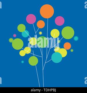 Illustrazione Vettoriale. Circolare ramo stilizzato su blackground blu. Isolato. Illustrazione Vettoriale