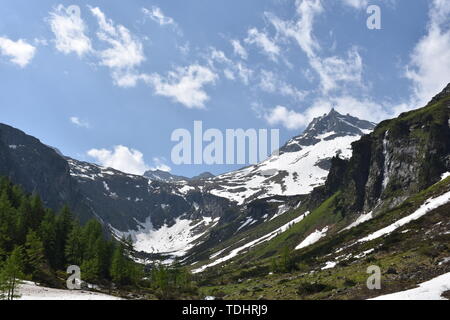 Felbertauern, Hohe Tauern, Granatspitzgruppe, Schnee, Eis Hochtal, Talschluss, Geröll, Alpenhauptkamm, Felbertauernstraße, Felbertauerntunnel, Tunnel Foto Stock