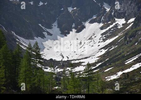 Felbertauern, Hohe Tauern, Granatspitzgruppe, Schnee, Eis Hochtal, Talschluss, Geröll, Alpenhauptkamm, Felbertauernstraße, Felbertauerntunnel, Tunnel Foto Stock