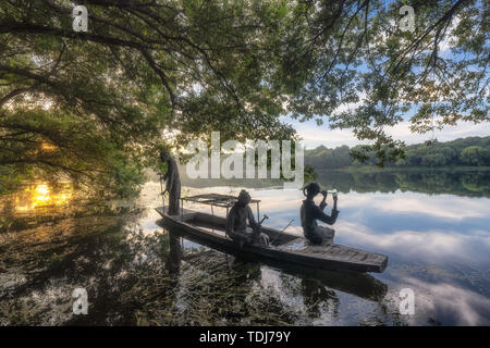 Vista notturna di Qianjiang Città Nuova, Hangzhou Foto Stock