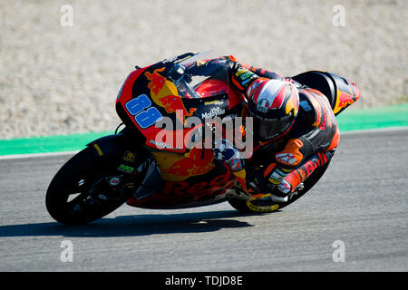 16 giugno 2019, il circuito de Barcelona-Catalunya, Montmelo, Barcellona, Spagna; MotoGP di Catalunya, il giorno della gara; Jorge Martin della Red Bull KTM Ajo Team in azione durante il moto2 warm up Pablo Guillen/Alamy Foto Stock