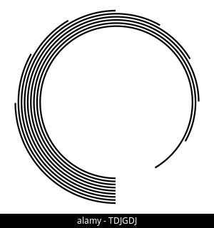 Forma di tecnologia. Linee in una forma astratta. Abstract Logo geometrico. Infografico elementi di design. Spirale. Striping telaio di confine. Vettore illust monocromatica Illustrazione Vettoriale