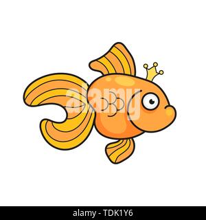 Illustrazione di vettore isolato su sfondo Goldfish AQUARIUM Pesci illustrazione Silhouette. Coloratissimo Cartoon piatto pesci di acquario Icona per il tuo design Illustrazione Vettoriale