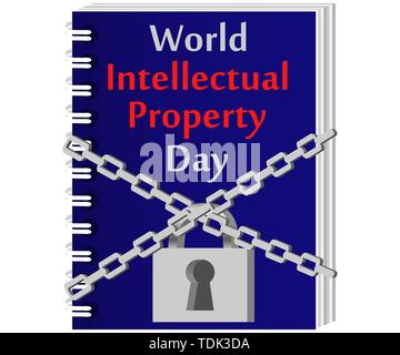Organizzazione Mondiale della Proprietà Intellettuale giorno. concetto della tutela del diritto di autore e di proprietà intellettuale, il tampone sulla serratura Illustrazione Vettoriale
