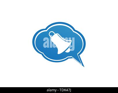 Bell anello per logo design illustrazione nell'icona chat Illustrazione Vettoriale