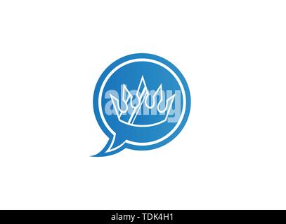 Golden crown per logo design illustrazione, simbolo di lusso in icona chat Illustrazione Vettoriale