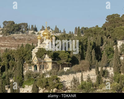 La chiesa russa di Maria Maddalena sul monte degli Ulivi di Gerusalemme, Israele Foto Stock
