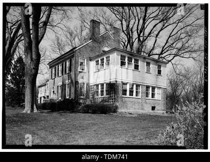 Vista prospettica DEI PRINCIPALI (Sud) ed East (C.1910 aggiunta) elevazioni - Gulick-Hudge-Scott House, Herrontown Road, Princeton, Mercer County, NJ Foto Stock