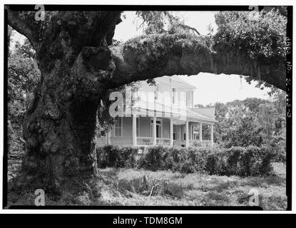 Vista prospettica del sud (posteriore) elevazione - McLeod Plantation, 325 Country Club Road, Charleston, Contea di Charleston, Sc; prezzo, Virginia B, trasmettitore Foto Stock