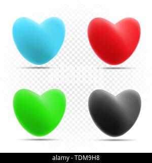 Cuore di colore impostare lo sfondo trasparente Illustrazione Vettoriale