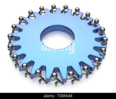 Il lavoro di squadra della comunità degli uomini di business partnership girando la ruota dentata insieme. Team di processo di brainstorming assistenza cooperazione duro lavoro efficienza unità Foto Stock