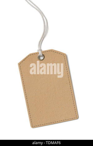 Bianco marrone etichetta di carta o un panno tag isolato Foto Stock