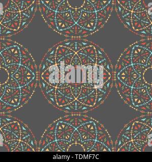 Etniche modello senza cuciture con ornamenti tribali. Boho pattern geometrico. Linea del vettore sfondo. Illustrazione Vettoriale