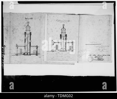 Fotocopia del valore misurato del disegno, circa 1891; sezione laterale attraverso la torre faro; due diverse torri faro - Faro de Punta Tonno, Punta Tonno, Emajagua, Maunabo Municipio, PR; U.S. Del Dipartimento del Commercio degli Stati Uniti; Coast Guard; Faro centrale Commissione; Barbier, Bernard, e Cie; Murphy, Kevin, trasmettitore; Morales, Luis, fotografo; Nistal-Moret, Benjamin, storico Foto Stock