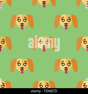 Seamless pattern per tessuti con simpatici cuccioli di colore giallo su sfondo verde. Illustrazione Vettoriale in stile piatto Illustrazione Vettoriale