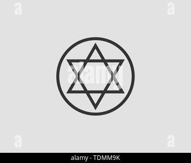 Stella ebraica di David icona. Vettore puntato sei stelle simbolo. Illustrazione Vettoriale