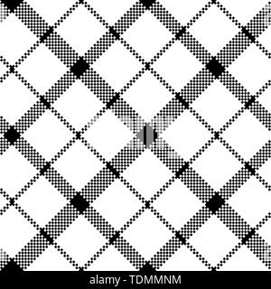 Fiore di Scozia di tartan bianco nero pixel pattern senza giunture. Illustrazione Vettoriale. Illustrazione Vettoriale