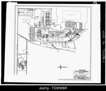 Copia fotografica della mappa di Fort Bliss datata 15 giugno 1934, riveduto a giugno 1, 1940, disegno n. FB-DWG-434, ORIGINALE SU FILE NELLA DIREZIONE DI SERVIZI DI INGEGNERIA, Fort Bliss - Fort Bliss, 7 edifici di cavalleria, U.S. Army Air Defense Artillery Centre e Fort Bliss, El Paso, El Paso County, TX; Blauvelt, L D; campo, Harvey R Foto Stock