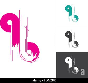Alfabeto a, b, q logotipo concetto legato nel vettore illustrazione. Moderna lettera astratta Logo Design Elementi in colore rosa con sfondo bianco. Alph Illustrazione Vettoriale