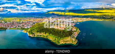 Samuels fortezza e Plaosnik a Ohrid in Macedonia del nord Foto Stock