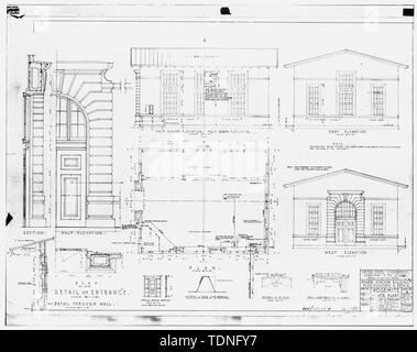 Fotocopia della costruzione microfiched disegno di Galloway e Markwart ingegneri, San Francisco, California, datata 3 aprile 1917. (Microfiched disegno a Denver Service Center, -104-60154 - 12 di 18) POWER STATION BUILDING, PIANO - elevazioni e dettagli - il Parco Nazionale di Yosemite Centrale Idroelettrica, autostrade 120 e 140, il Villaggio di Yosemite, Mariposa County, CA Foto Stock