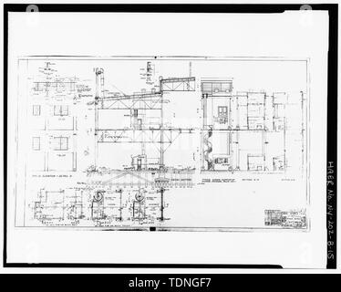 Fotocopia del disegno originale da Cass Gilbert, 1918 (originale in possesso di NYC Sviluppo Economico Corp.) dettagli tipici-piloni 2, 3 e 4 - Esercito di Brooklyn Base di alimentazione, Pier 2, Brooklyn, Kings County, NY Foto Stock