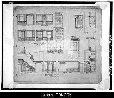 Fotocopia del disegno originale di Lynchburg Archivio architettonico di Jones Memorial Library, L+nchburg PARTICOLARI DEGLI INTERNI (Hall e la SALA DA PRANZO) - E. P. Miller House, 118 Oakwood posto, Lynchburg, Lynchburg, VA Foto Stock