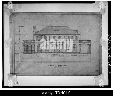 Fotocopia del disegno originale di Lynchburg Archivio architettonico di Jones Memorial Library, Lynchburg ELEVAZIONE FRONTALE - C. G. Craddock House, 222 Woodland Avenue, Lynchburg, Lynchburg, VA Foto Stock